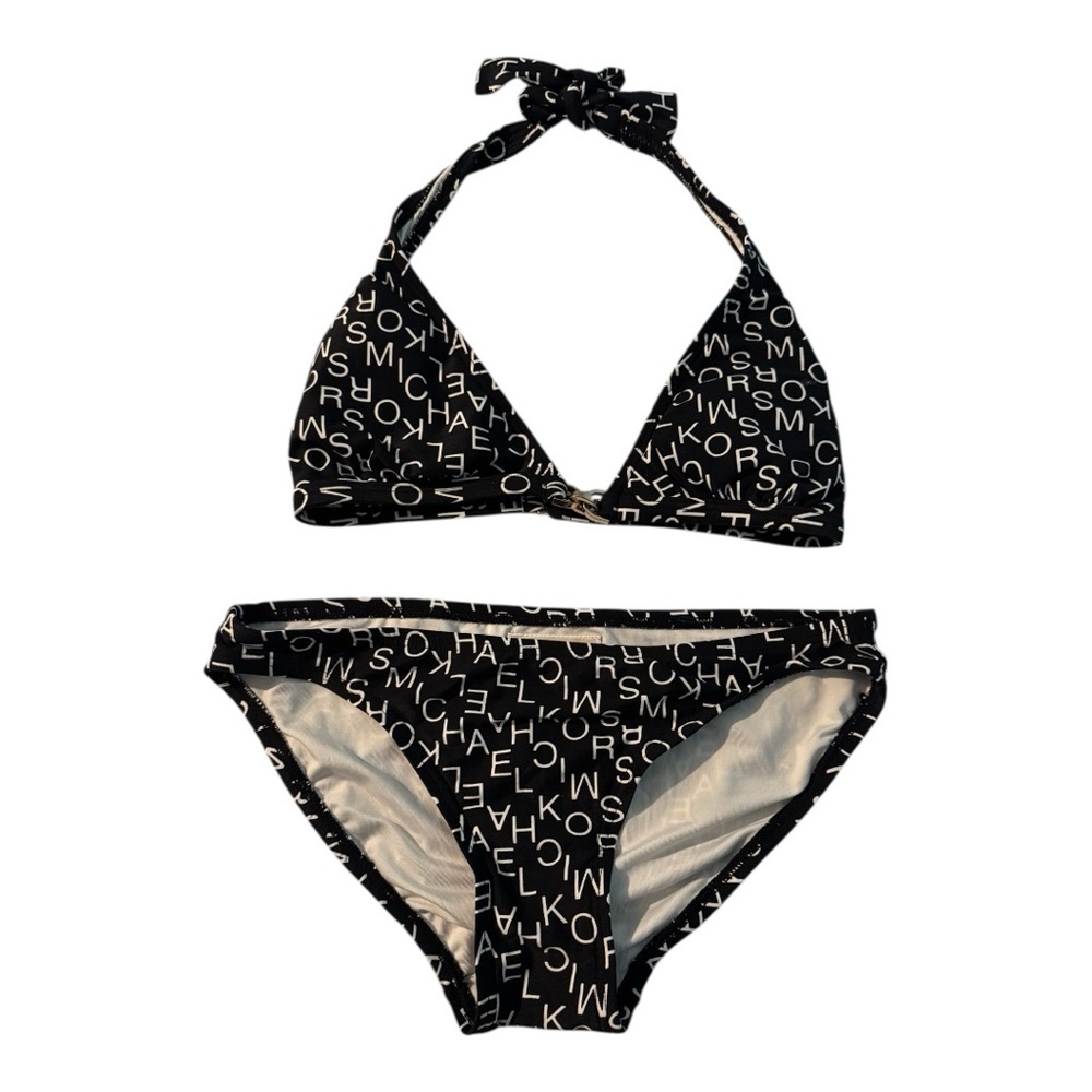 Michael Kors Black and White Bikini Set Size XS